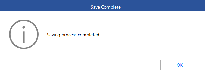 saving process is completed